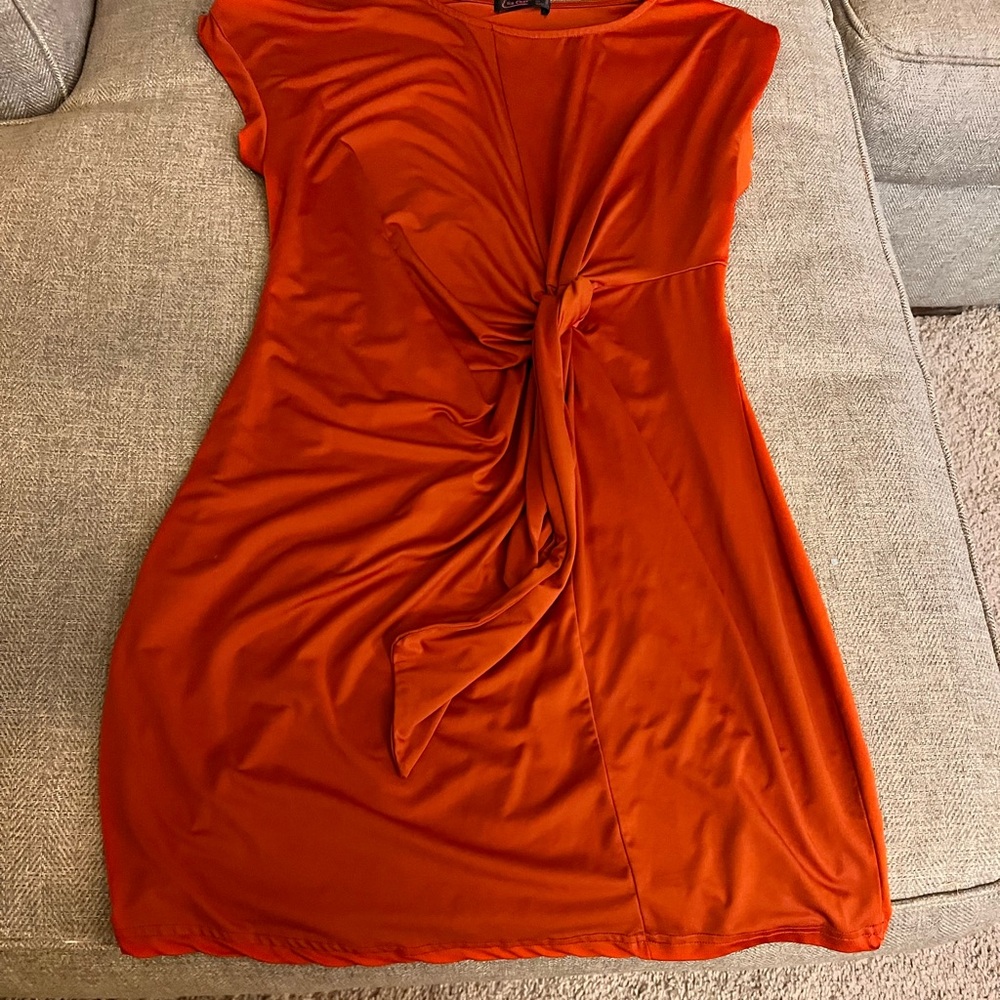 Women’s simple form fitting burnt orange elegant dress